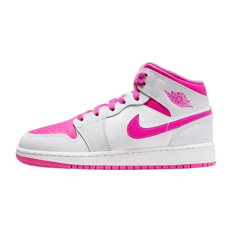 Jordan Air 1 Mid Grade School Iris Whisper/Fire Pink-White Velarano